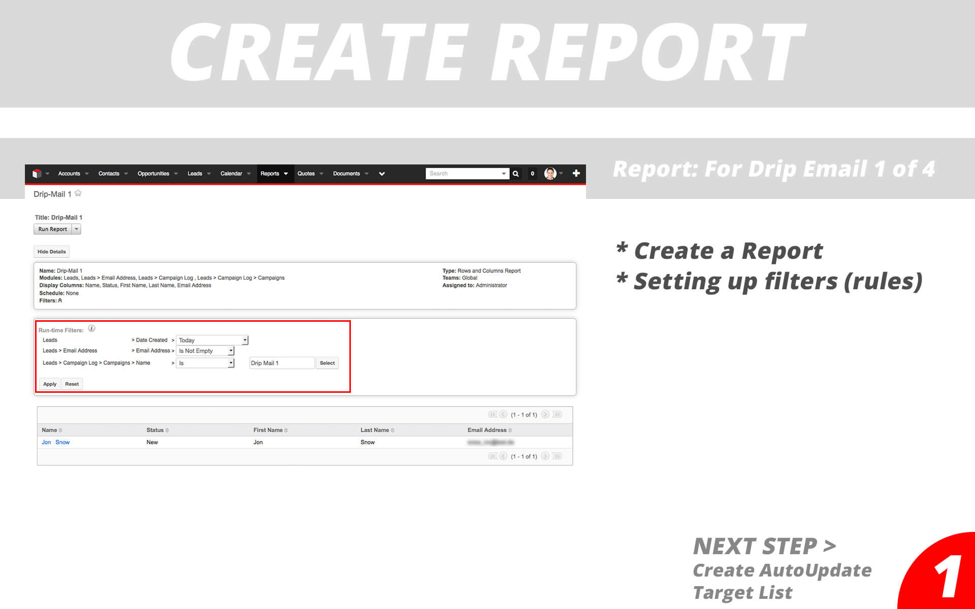 Drip Email Campaigns - Create Report