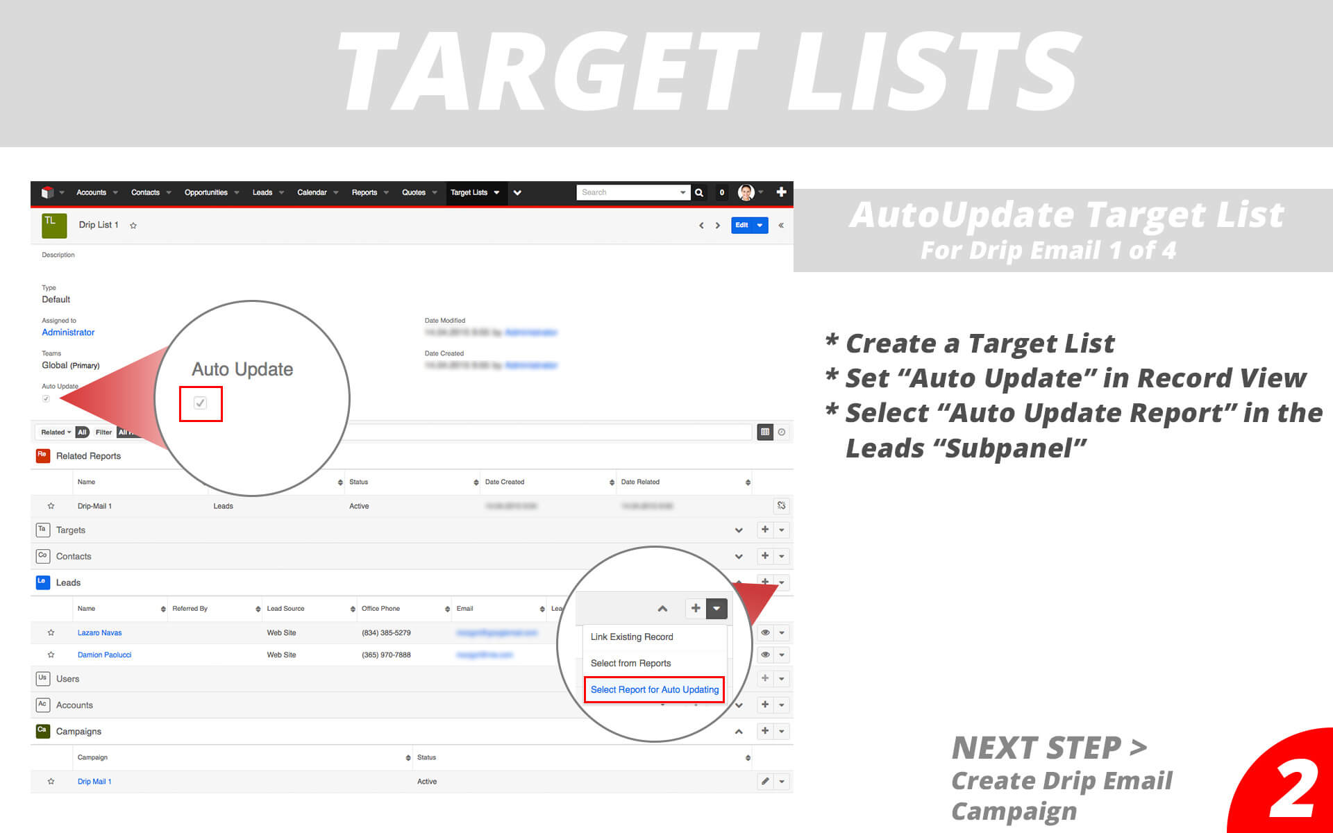 Drip Email Campaigns - Target Lists